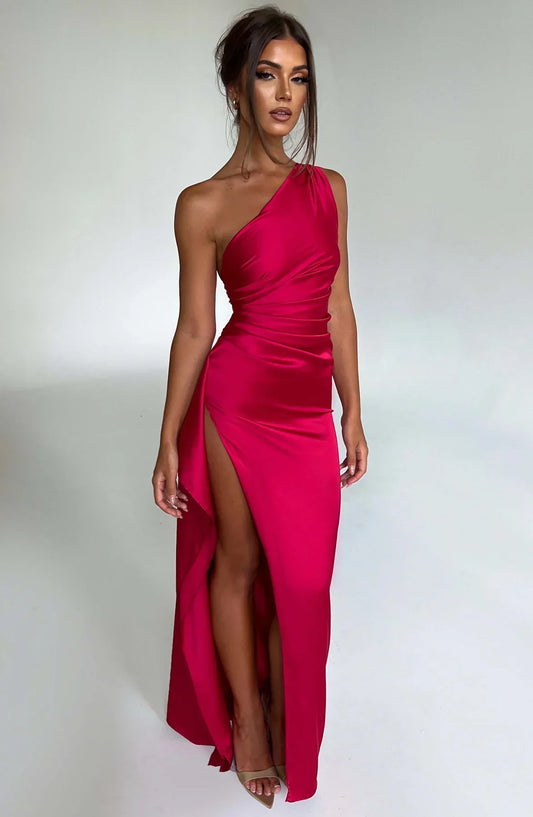 One Shoulder Satin Dress for Women