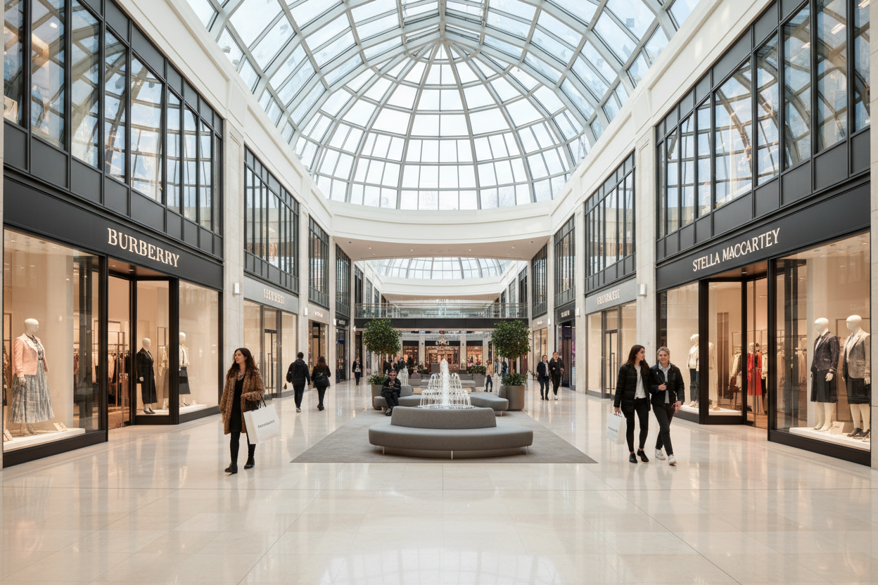 london shopping centre background with fashion stores